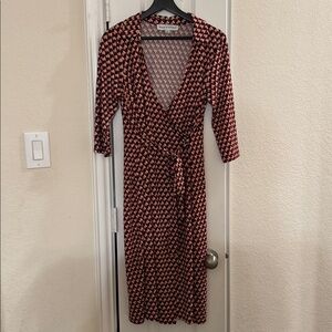 Emma & Michelle Wrap Dress Red/Black Sz S